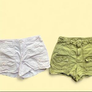 American Eagle Outfitters Olive and Light Pink Cargo Shorts